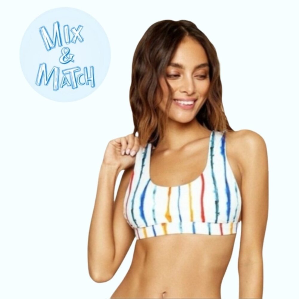 NWOT Watercolor Multi-stripe Festival Bikini Top Swim Separate By Dippin' Daisie